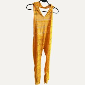Yellow Knit Halter Crochet Coverall
